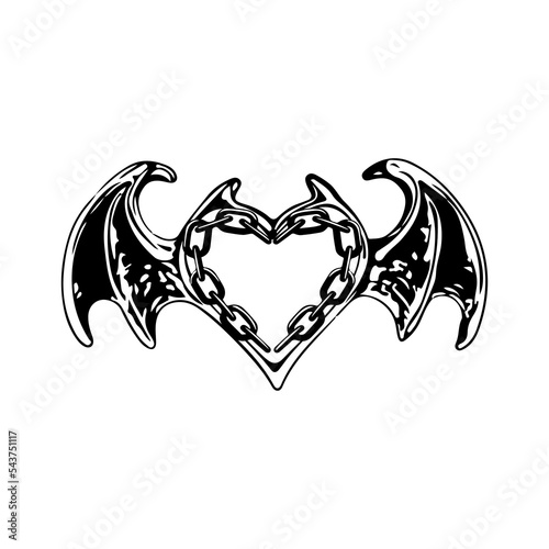 vector symbol heart with wings