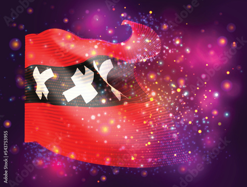 Amsterdam, vector 3d flag on pink purple background with lighting and flares