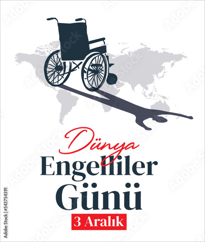 3 aralik dunya engelliler gunu. Translation: 3 december world disability day, vector disabled logo	 photo