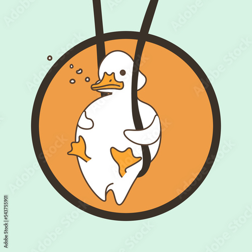 Sad duck. hand drawn modern vector illustration