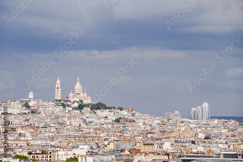 View of Montmartre hill and its cathedral