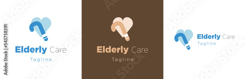 Elderly care logo design set, elder support service symbol, pensioned healthcare emblem concept, older people nursing editable commercial logotype, caregiver branding, isolated on background