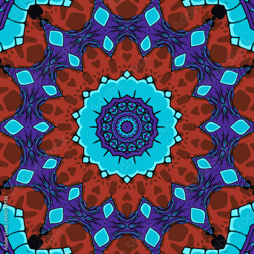 Background with a symmetrical colorful pattern, indian pattern, oriental pattern