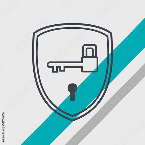 illustration of shield defend lock and key