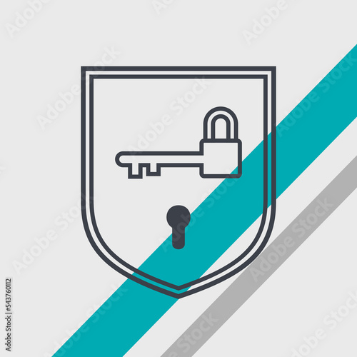 illustration of shield defend lock and key