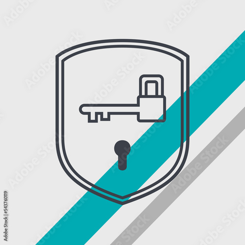 illustration of shield defend lock and key