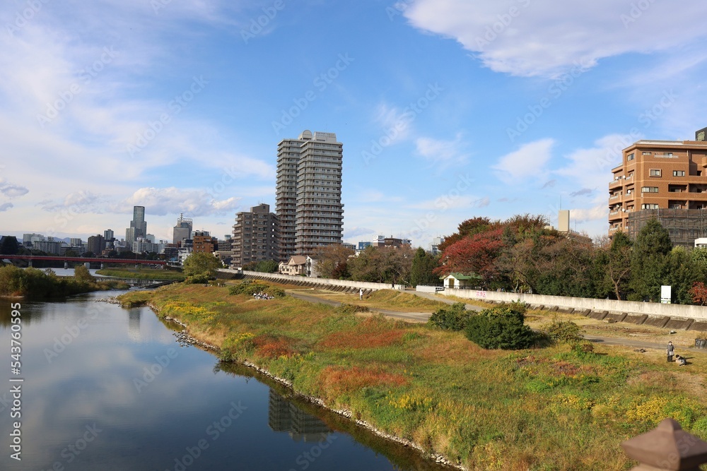 November 2022, Sendai City, Miyagi Prefecture.Scenery of Hirose riverbed. November 2022, Sendai City, Miyagi Prefecture.Scenery of Hirose riverbed.
