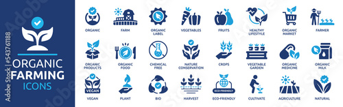Foto Organic farming icon set