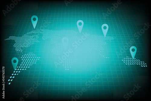 blue light of world map for global connection abstract background 