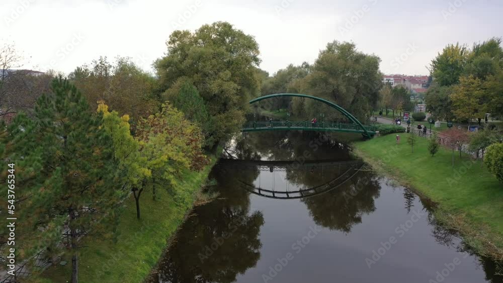 Aerial view of porsuk river in Eskisehir,TURKEY.4K UHD aerial video. Aerial view of porsuk river in Eskisehir,TURKEY.4K UHD aerial video.