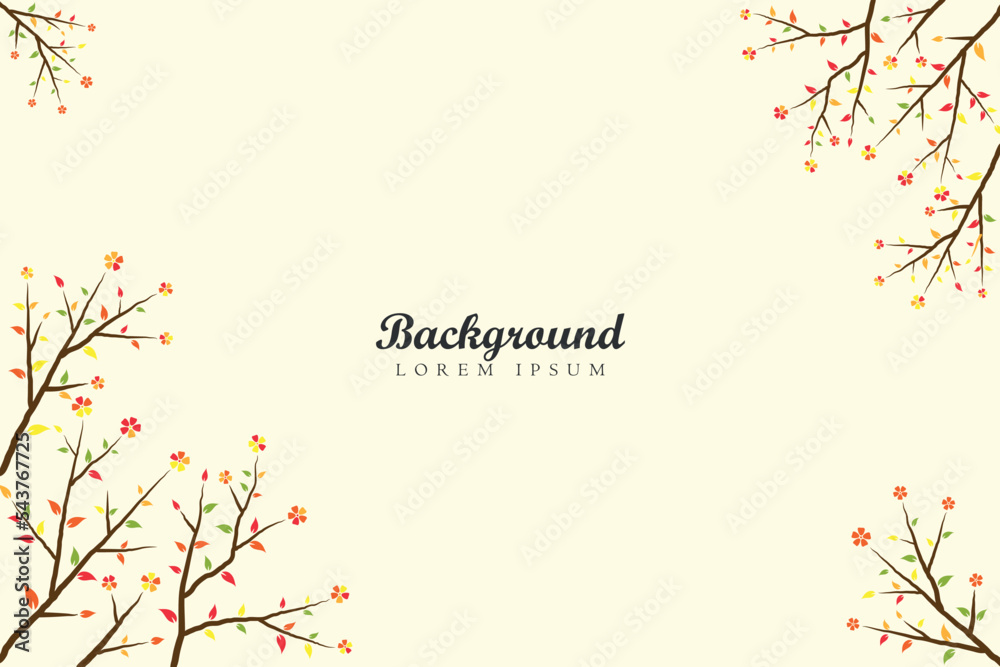 Background design with hand-drawn trees and flowers on white background Background design with hand-drawn trees and flowers on white background