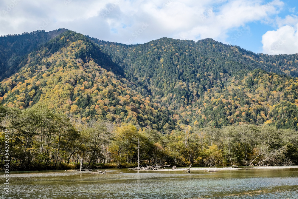 Mt.Yake-dake with Taisho Pond (Taishoike) was formed in 1915, when an eruption of the nearby volcano Mt. Yakedake dammed the Azusa River. Mt.Yake-dake with Taisho Pond (Taishoike) was formed in 1915, when an eruption of the nearby volcano Mt. Yakedake dammed the Azusa River.