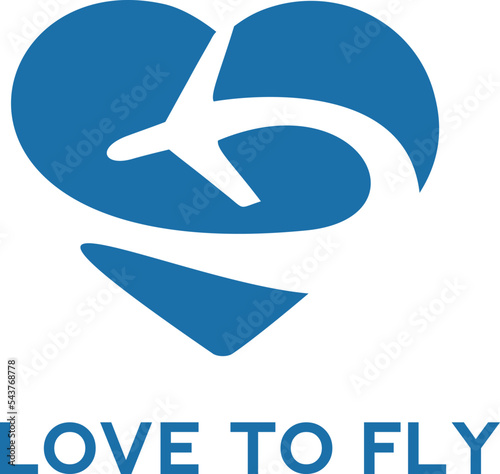 Digital illustration of a heart-shaped airline brand company logo symbol on a white background