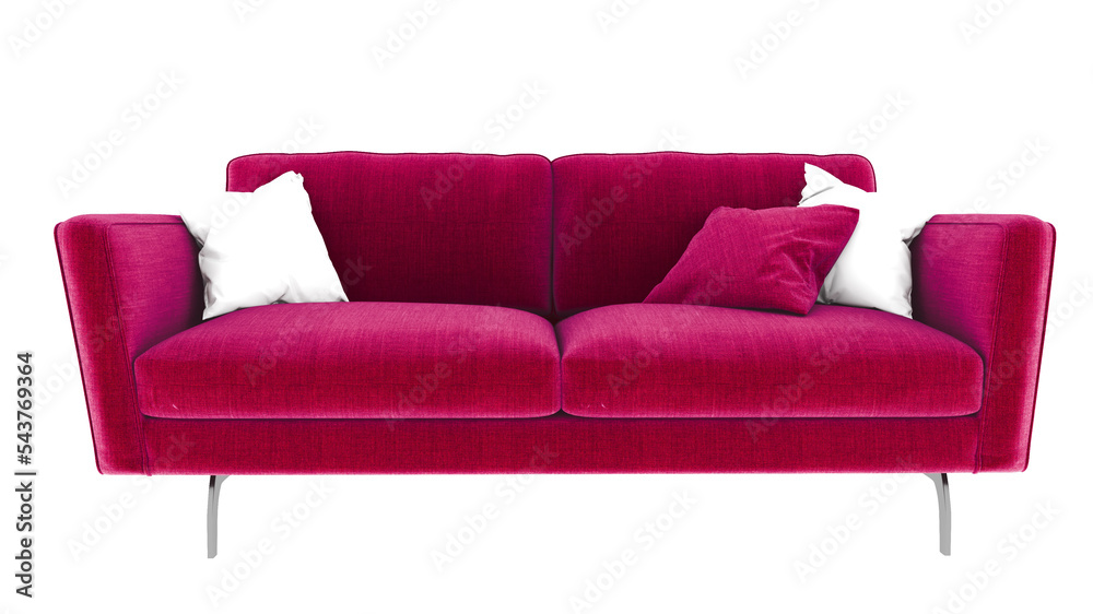 Modern red sofa on white background. 3d rendering.
Modern red sofa on white background. 3d rendering.