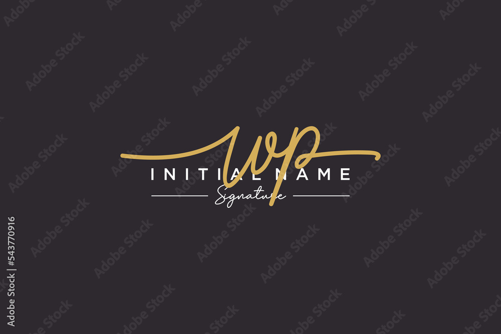 Initial WP signature logo template vector. Hand drawn Calligraphy lettering Vector illustration. Initial WP signature logo template vector. Hand drawn Calligraphy lettering Vector illustration.
