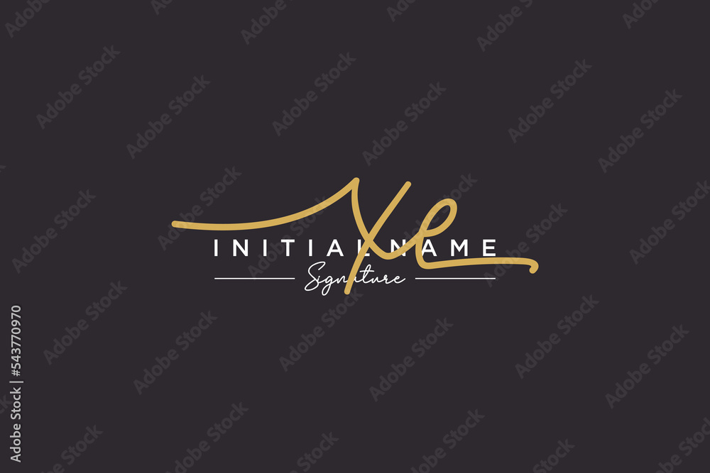Initial XE signature logo template vector. Hand drawn Calligraphy lettering Vector illustration. Initial XE signature logo template vector. Hand drawn Calligraphy lettering Vector illustration.