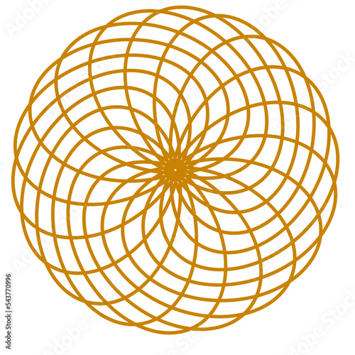 Circular geometric spiral. Abstract monochrome design element