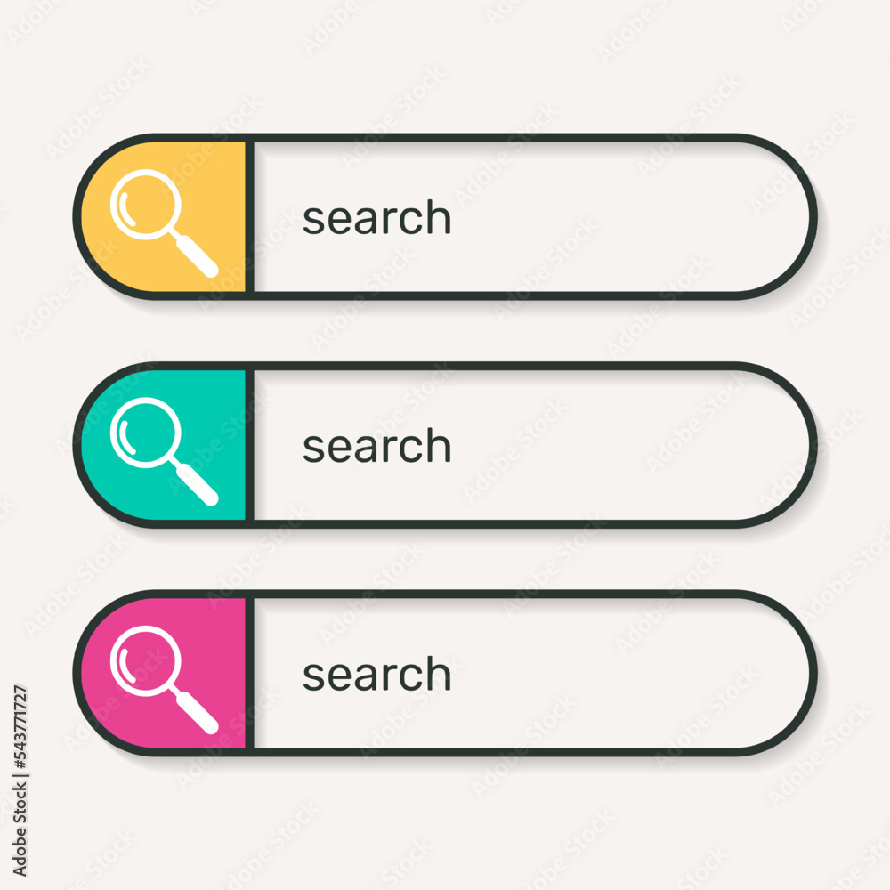 Web search bar with three color versions included. - Vector.
