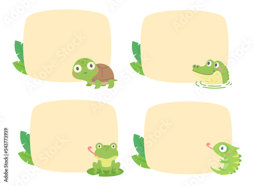cute amphibian cartoon text frame for decorating schedule notebook