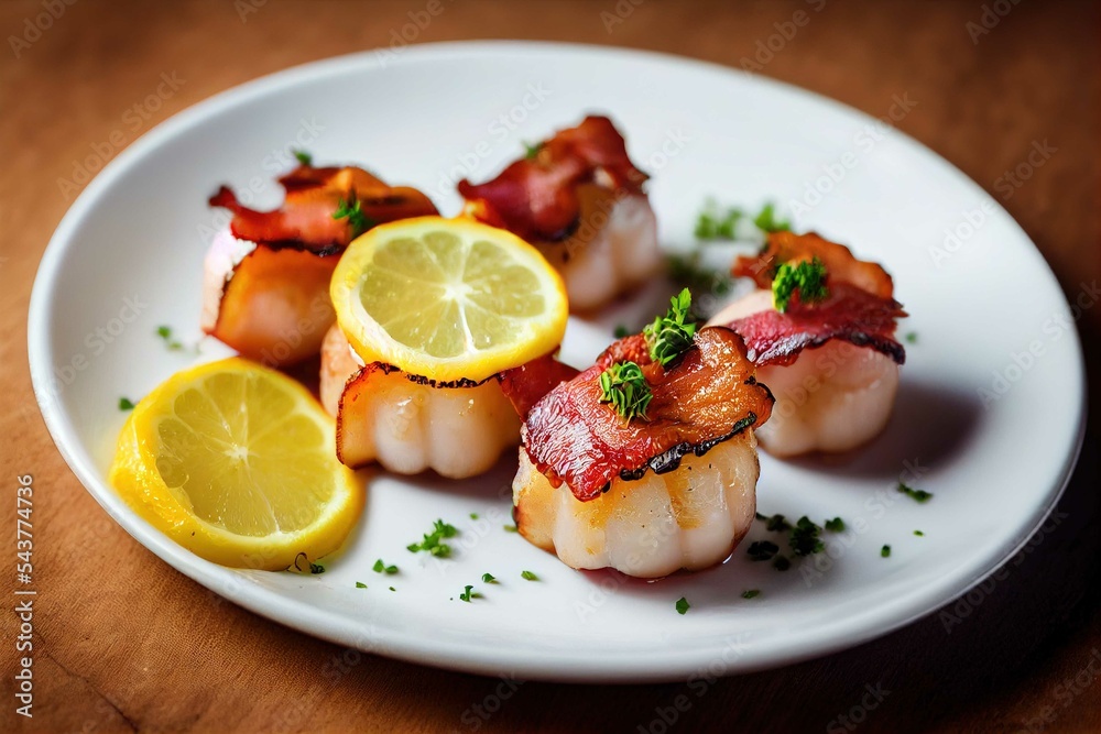 A Delicious Plate of Bacon and Scallops
