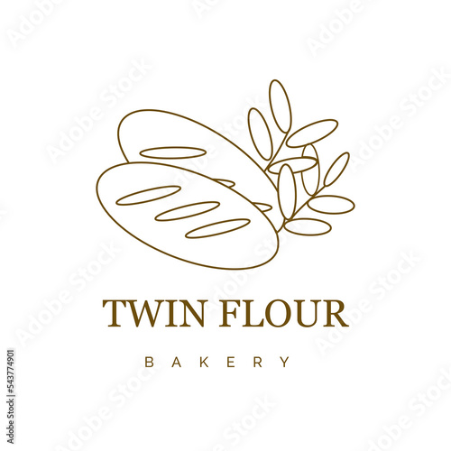 Logo design template Vector abstract  bread in trendy linear minimal style. Abstract symbol for bakery products