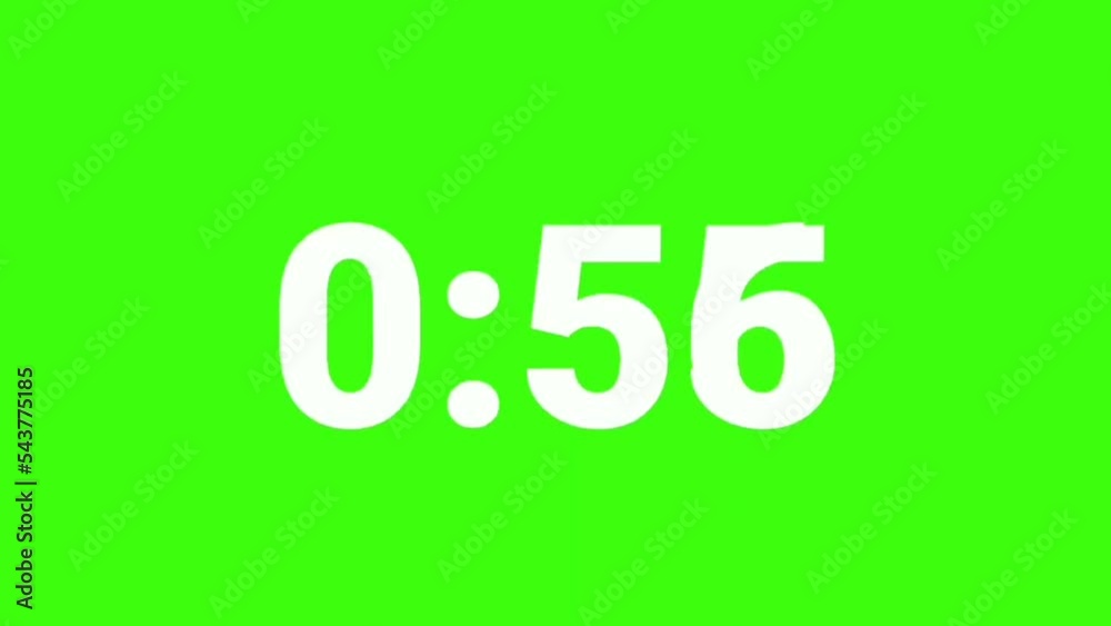 60 Seconds Countdown Timer on Green Screen 60 Seconds Countdown Timer on Green Screen