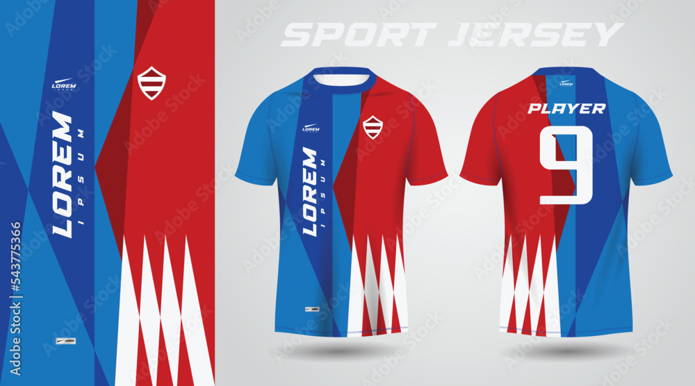 red blue shirt sport jersey design Stock Vector