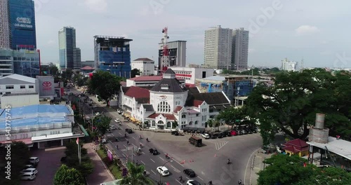 Drone view of the Medan Post Office. The Medan Post Office was established during the leadership of Resident J. Ballot. Started in 1909 and finished and used in 1911