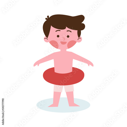 Boy swimming with floater