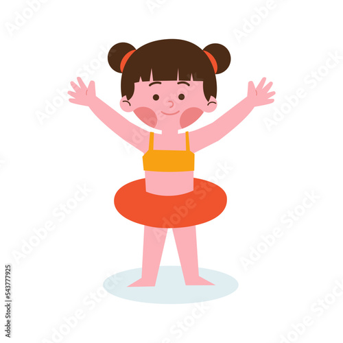 girl swimming with floater