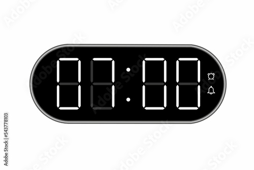 Vector flat illustration of a digital clock displaying 07.00 . Illustration of alarm with digital number design. Clock icon for hour, watch, alarm signs.