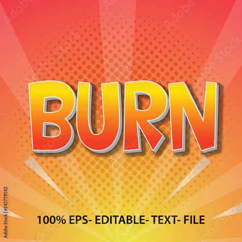 Burn 3d editable style text effect