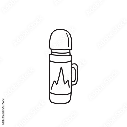 Vector illustration of thermos in doodle style isolated on white background for your design