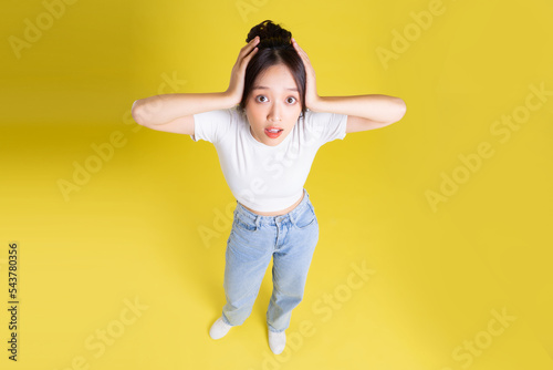 full body image of beautiful asian girl top view