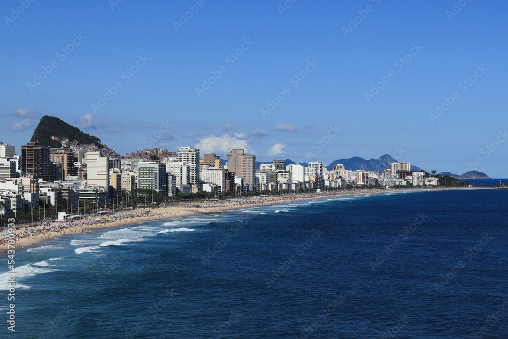 Rio de Janeiro, RJ, Brazil, 2022 - Leblon and Ipanema beaches viewed from Two Brothers Cliff Natural Park