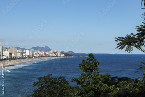 Rio de Janeiro, RJ, Brazil, 2022 - Leblon and Ipanema beaches viewed from Two Brothers Cliff Natural Park © Giampaolo