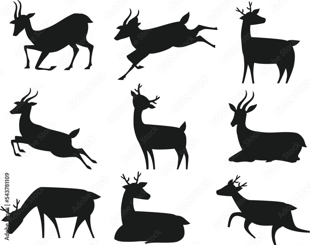Deer scissor skill isolated vector Silhouettes Deer scissor skill isolated vector Silhouettes