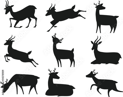 Deer scissor skill isolated vector Silhouettes