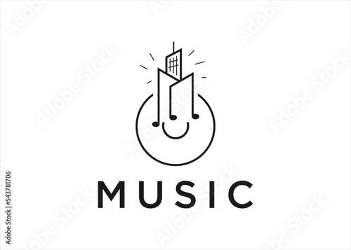 Photography abstract music tone logo design template