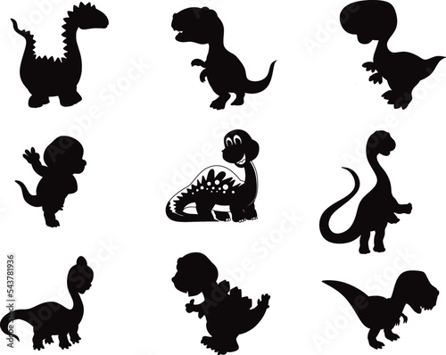 Set of Dinosaur isolated vector Silhouettes