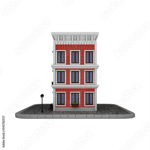 Photography Brick house with three floors