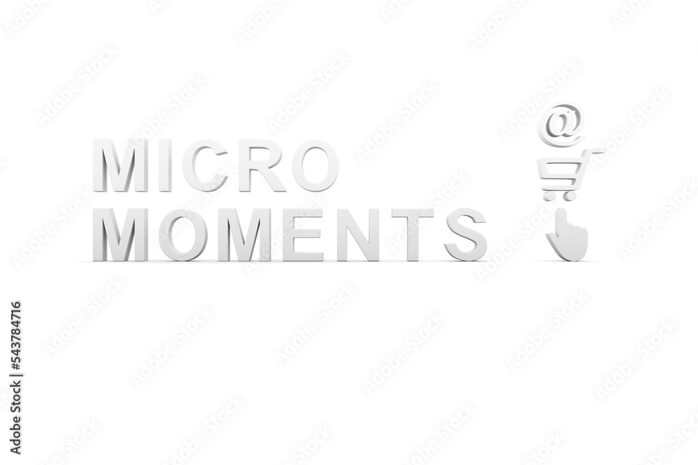 MICRO MOMENTS concept white background 3d render illustration MICRO MOMENTS concept white background 3d render illustration