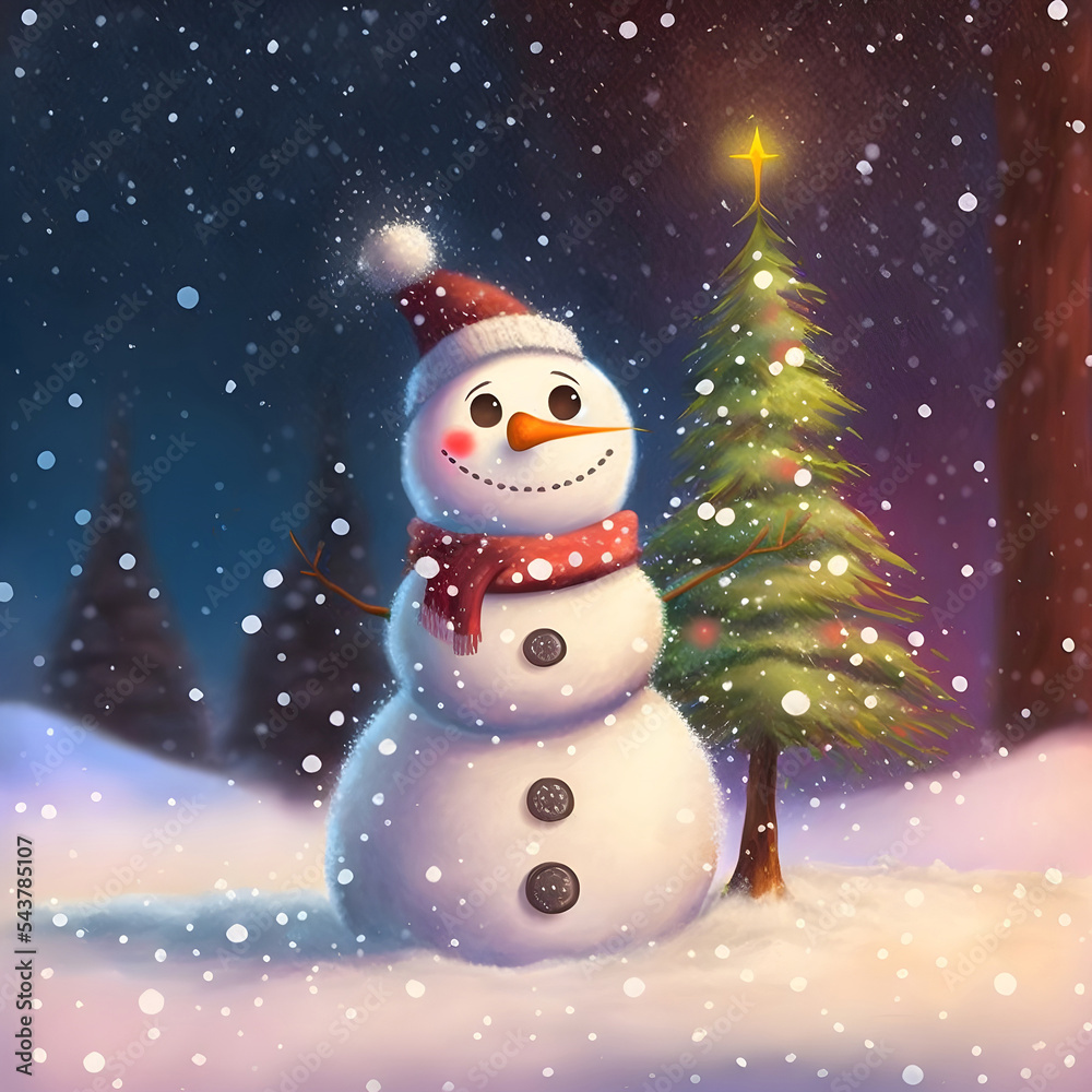 A cute snowman dressed for christmas