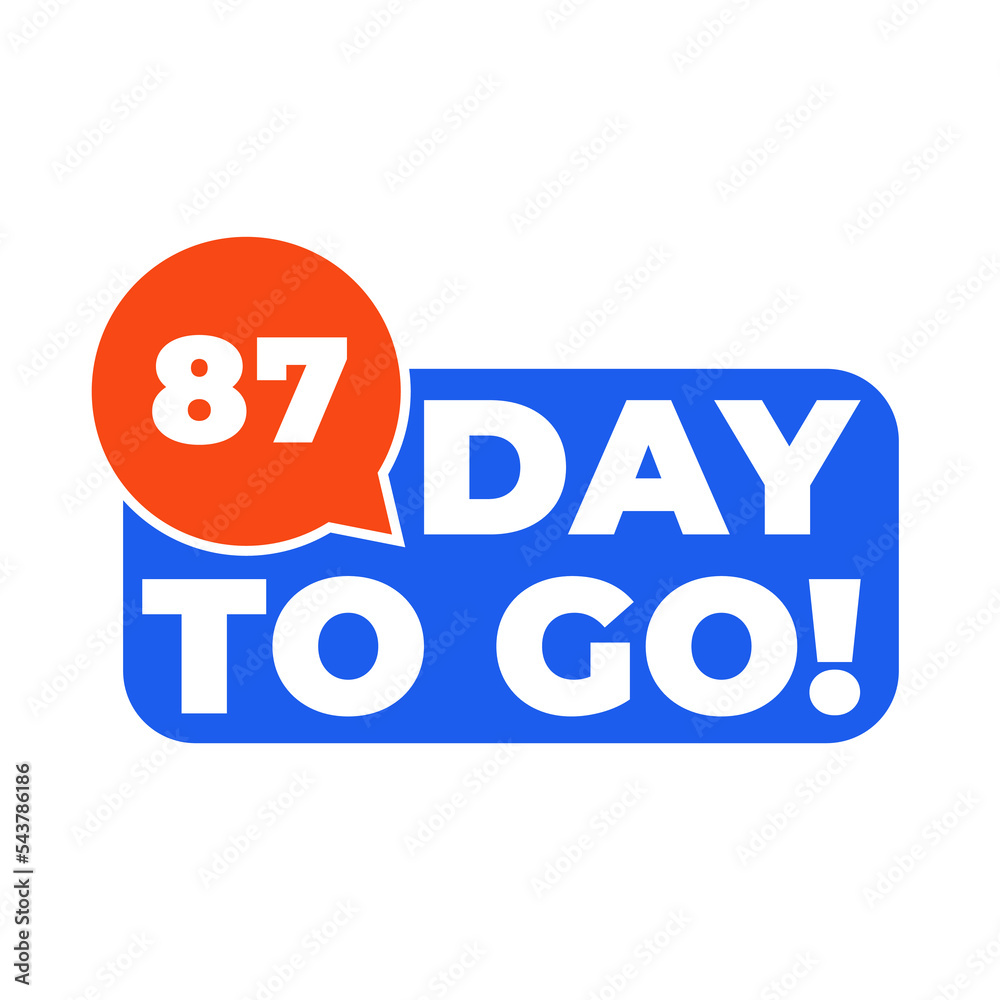 87 Day to go countdown banner. Blue label Number days left countdown vector illustration template