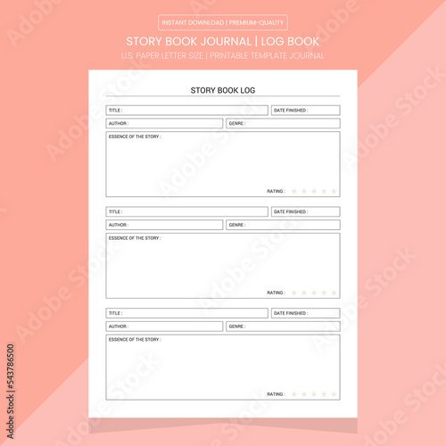 Story Book Log Journal | Story Book Diary Printable Template