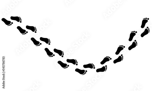 Black human footprints vector icon on a white background. The sole is great for tracking logos.
