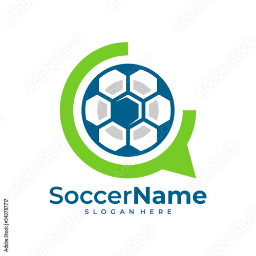 Chat Soccer logo template, Football logo design vector