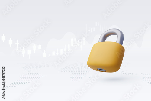 3d Vector Lock and Key, Open the lock with the key. Data Protection, Safety, Encryption, Protection, Privacy concept.