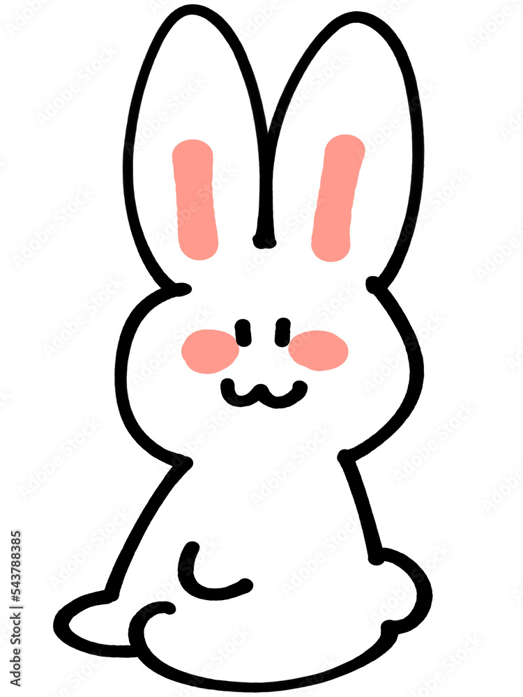 お座りするゆるうさぎイラスト素材