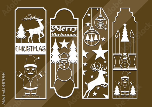 laser cut Die and decorative panel bookmark patterns. set of bookmark templates.